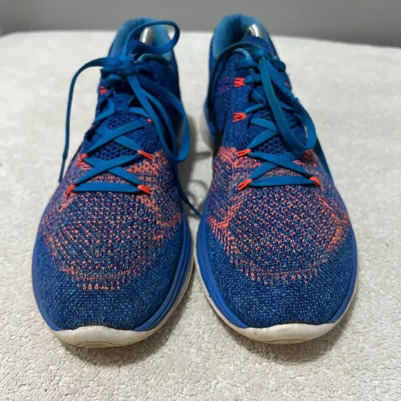Nike Flyknit Lunar 3 Mens Blue Sneaker Running Shoes 9.5 Lace Up Low Top - Picture 9 of 11